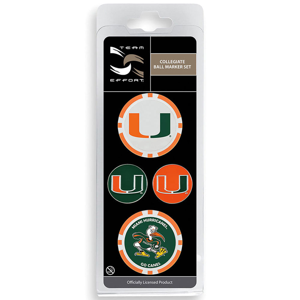 Team Effort NCAA Ball Marker Set - Miami (FL) Hurricanes