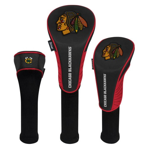 Team Effort NHL 3 Piece Headcover Set - Chicago Blackhawks