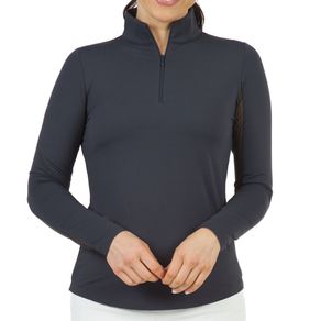 Ibkul Women's Solid 1/4 Zip Mock Neck Pullover 2167476- Small Charcoal