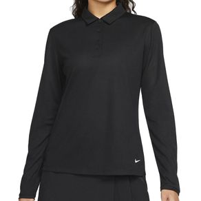 UPC 195245092238 product image for Nike Women's Dri-FIT Victory Long-Sleeve Polo 8105869 - Small Black/White | upcitemdb.com